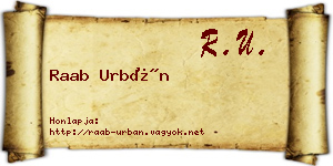 Raab Urbán névjegykártya